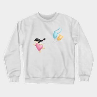 Girl running with balloons, Happy children's day Crewneck Sweatshirt